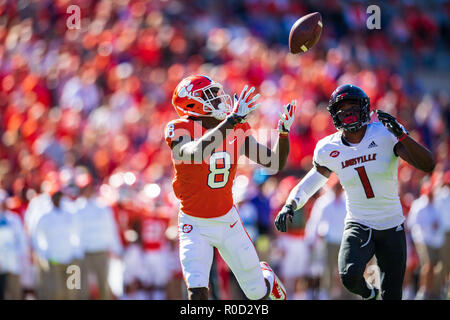 Clemson Tigers wide receiver Justyn Ross (8) during the NCAA college football game between Louisville and Clemson on Saturday November 3, 2018 at Memorial Stadium in Clemson, SC. Jacob Kupferman/CSM Stock Photo