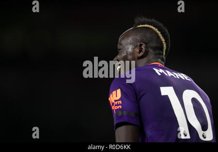 London, UK. 3rd Nov, 2018. Liverpool's Sadio Mane is seen during the English Premier League match between Arsenal and Liverpool at the Emirates Stadium in London, Britain on Nov. 3, 2018. Credit: Han Yan/Xinhua/Alamy Live News Stock Photo