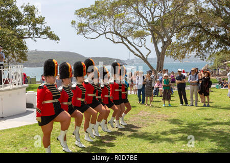 Sydney, Australia. 4th November, 2018. Balmoral Beach, NSW Fire and Rescue Band and Marching team perform at the rotunda in Balmoral Reserve, on Sunday 4th November 2018, Sydney,Australia Credit: martin berry/Alamy Live News Stock Photo