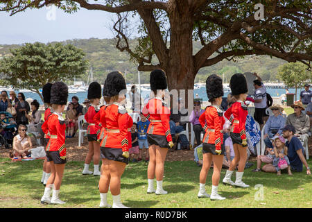 Sydney, Australia. 4th November, 2018. Balmoral Beach, NSW Fire and Rescue Band and Marching team perform at the rotunda in Balmoral Reserve, on Sunday 4th November 2018, Sydney,Australia Credit: martin berry/Alamy Live News Stock Photo