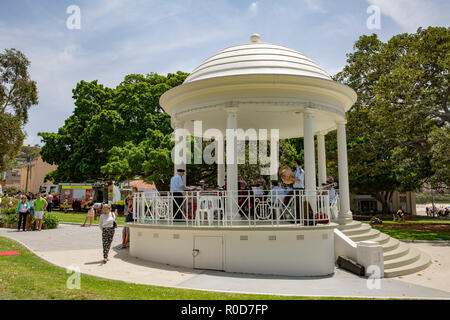 Sydney, Australia. 4th November, 2018. Balmoral Beach, NSW Fire and Rescue Band and Marching team perform at the rotunda in Balmoral Reserve, on Sunday 4th November 2018, Balmoral Beach Sydney,Australia Credit: martin berry/Alamy Live News Stock Photo