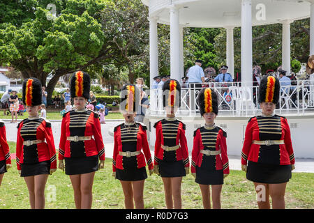 Sydney, Australia. 4th November, 2018. Balmoral Beach, NSW Fire and Rescue Band and Marching team perform at the rotunda in Balmoral Reserve, on Sunday 4th November 2018, Sydney,Australia Credit: martin berry/Alamy Live News Stock Photo