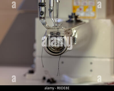 Professional Leather sewing machine with needle ready for action in a workshop Stock Photo