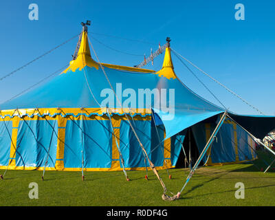 Blue and yellow big top circus tent Stock Photo