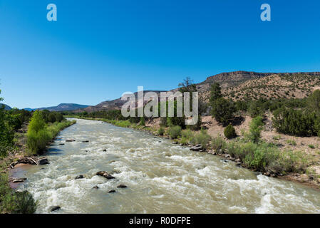 Chama River near Abiquiú, New Mexico is a Tourist and Rafting Destination with Rapids. Stock Photo