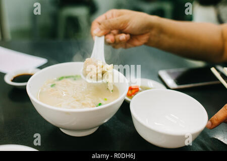 Wanton or dumplings soup in Macau. Stock Photo