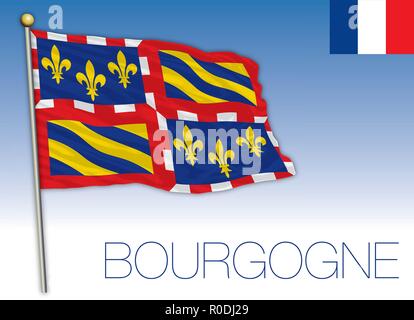 Bourgogne regional flag, France, vector illustration Stock Vector