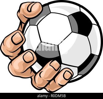Hand Holding Soccer Ball Stock Vector