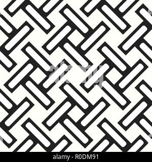 Seamless woven stripes lattice pattern. Modern stylish texture. Repeating abstract background with interlacing lines. Simple monochrome grid eps10 Stock Vector