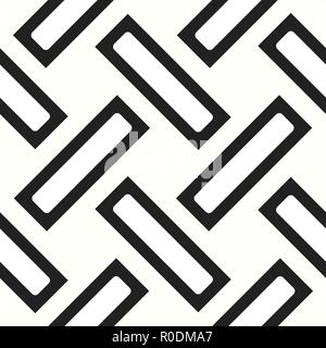Seamless woven stripes lattice pattern. Modern stylish texture. Repeating abstract background with interlacing lines. Simple monochrome grid eps10 Stock Vector
