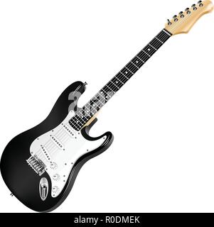 Black and white electric guitar, classic. Stock Vector