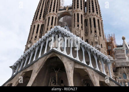 The facade of the Sagrada Familia Cathedral, Barcelona, Spain Stock Photo