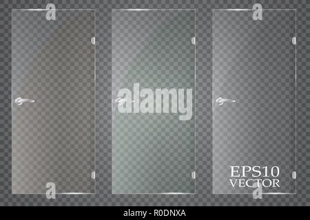 Glass plates are installed. Vector glass banners on a transparent background. Glass. Glass paintings. Color frames. Stock Vector