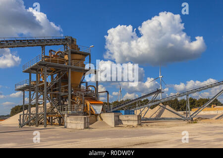 Industrial machine for sorting and washing sand used for concrete production and construction activities Stock Photo