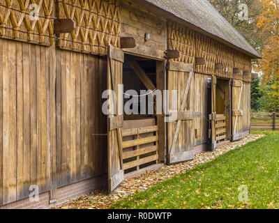 Wooden Barn in Typical European Style Stock Photo
