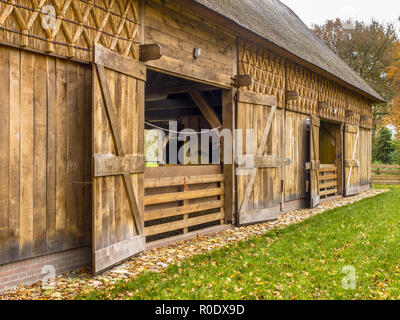 Wooden Barn in Typical European Style Stock Photo