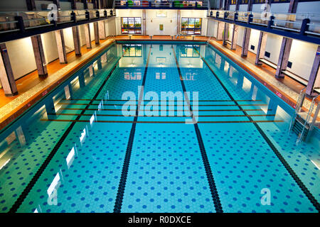 Historical Large Swimming Pool Hall Suitable for Competition Events Stock Photo