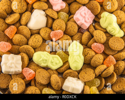 Sinterklaas background with pepernoten and sweets for dutch sinterklaasfeest holiday event on december 5th Stock Photo