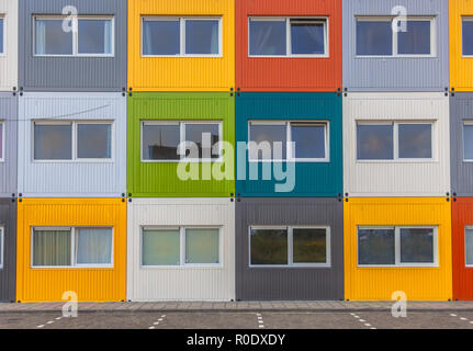 House Block Apartments in Varied Colors in Amsterdam, The Netherlands Stock Photo