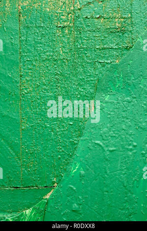 Detail of old wooden boards painted in green Stock Photo
