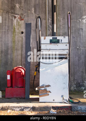 Old Obsolete Gas Station in a Rural Area in France Stock Photo