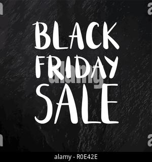Black Friday Sale vector banner with hand drawn lettering on a black slate background, with a place for text and logo Stock Vector