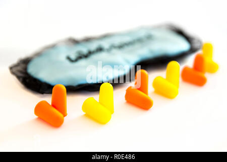 Download Sleeping Mask With Orange And Yellow Ear Plugs Isolated On A White Stock Photo 161083827 Alamy PSD Mockup Templates