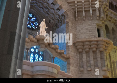 A standing religious figure inside the Sagrada Familia, Barcelona, Spain Stock Photo