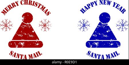 Santa mail stamp for delivery gift. Vector mail xmas from santa, gift postmark print illustration Stock Vector