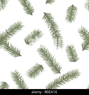 Fir branch seamless pattern. Winter holiday decor element. Vectro illustration Stock Vector