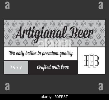 Beer crafted with pure love white on black is a vector illustration about drinking Stock Vector