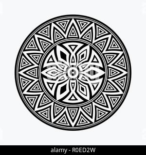 Round ornament shapes isolated on light gray background. Monochromatic ethnic seamless textures. Decorative elements for cards, t-shirt print, invitat Stock Vector