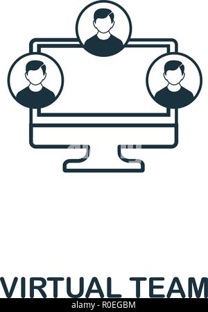 Virtual Team outline icon. Premium style design from project management icons collection. Simple element virtual team icon. Ready to use in web design Stock Vector
