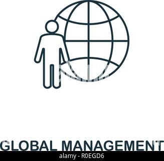 Global Management outline icon. Premium style design from project management icons collection. Simple element global management icon. Ready to use in  Stock Vector