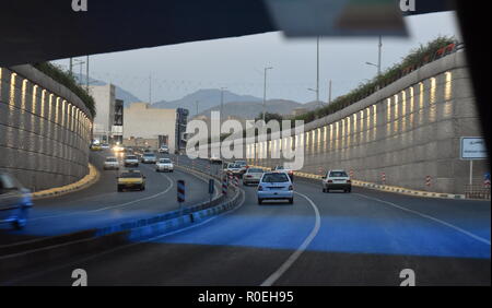 Iran urban highway underpass with light traffic in Karaj near Tehran Stock Photo