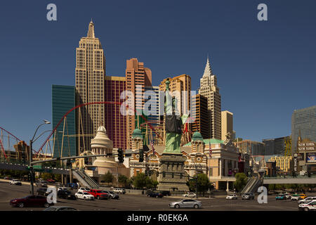 LAS VEGAS, NV, USA - Sptember 12, 2018: Downtown, Las Vegas Strip, daytime.Landmarks, Hotels, Casinos. Stock Photo
