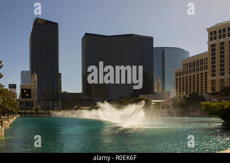 LAS VEGAS, NV, USA - Sptember 12, 2018: Downtown, Las Vegas Strip, daytime.Landmarks, Hotels, Casinos. Stock Photo