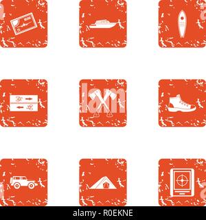 Forest rush icons set, grunge style Stock Vector