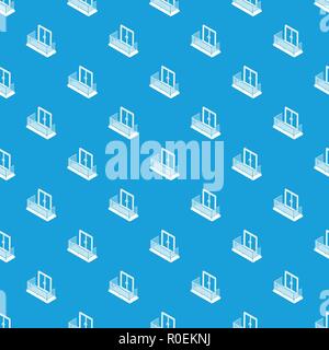Balcony with metal fencing pattern vector seamless blue Stock Vector
