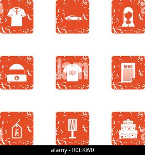 Advertising space icons set, grunge style Stock Vector