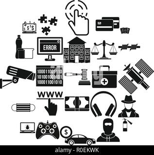 Software developer icons set, simple style Stock Vector