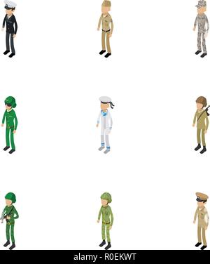 Trained specialist icons set, isometric style Stock Vector
