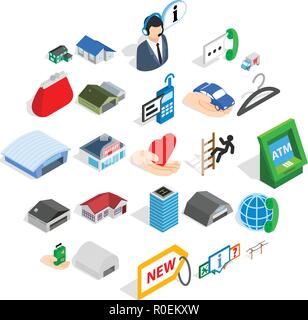 Depot icons set, isometric style Stock Vector