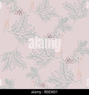 Leaves and birds seamless pattern Stock Vector