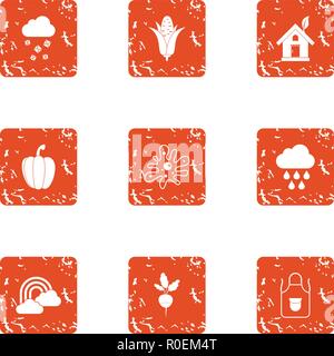 Eco profile icons set, grunge style Stock Vector