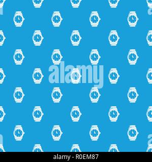 Wristwatch pattern vector seamless blue Stock Vector