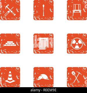 Hireling icons set, grunge style Stock Vector