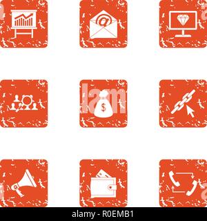 Money arrest icons set, grunge style Stock Vector