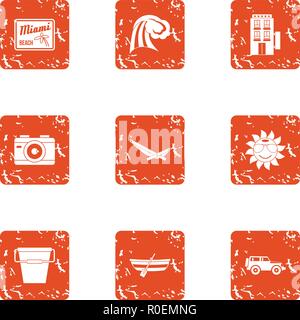 Vanquish icons set, grunge style Stock Vector