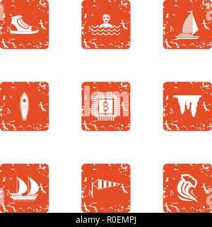 Wealthier icons set, grunge style Stock Vector